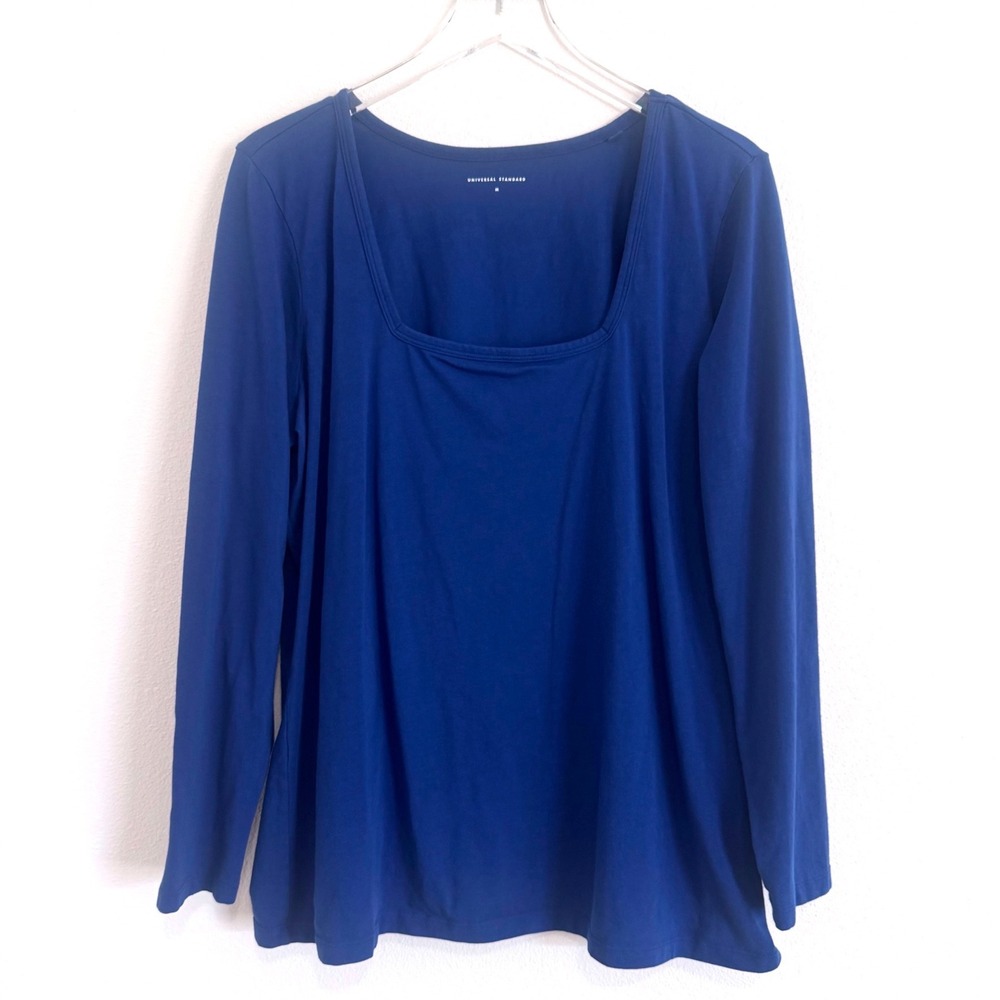 Universal Standard Royal Blue Agatha Liquid Jersey Square Neck Long Sleeve Top